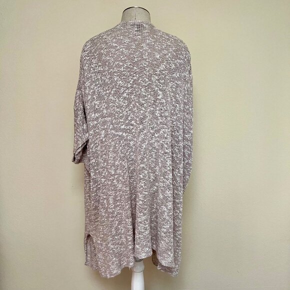 EXPRESS Oversized White and Tan Marled Dolman Sleeve Open Front Cardigan M / L - Picture 5 of 8